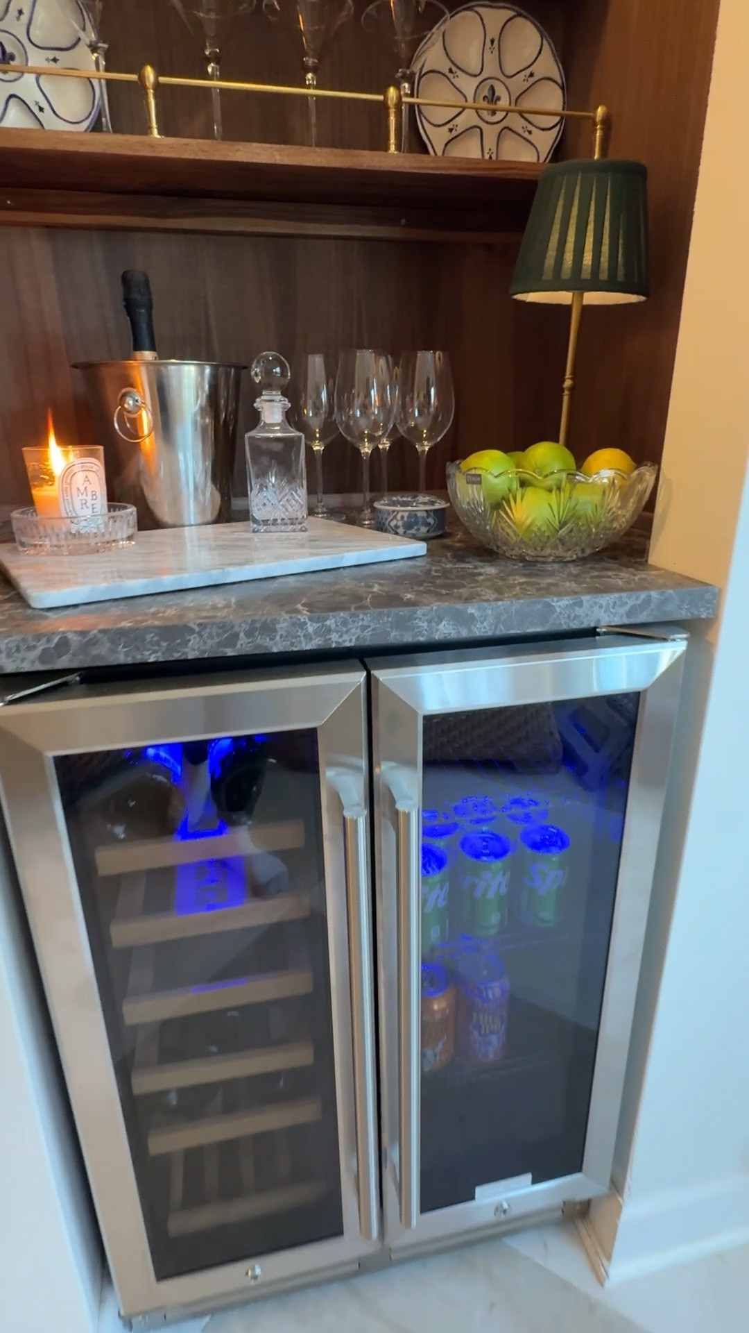 Take a look at our new wine bar and entertainment space! Wayfair had so many options for wine bar accessories, glassware, and entertaining pieces. I love this marble cutting board and the white wine glasses from their RE/FINE line.  The wine fridge also shipped incredibly quickly - it was here in just three days!  #wayfairpartner @wayfair #wayfair  

#LTKFindsUnder50 #LTKParties #LTKHome