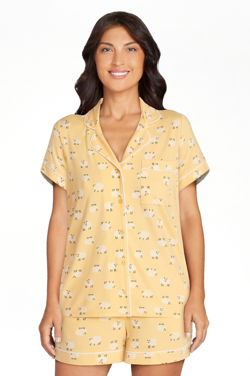 Joyspun Women's Dreamy Soft Collection Notch Collar Top and Shorts Pajama Set, 2-Piece, Sizes XS-... | Walmart (US)