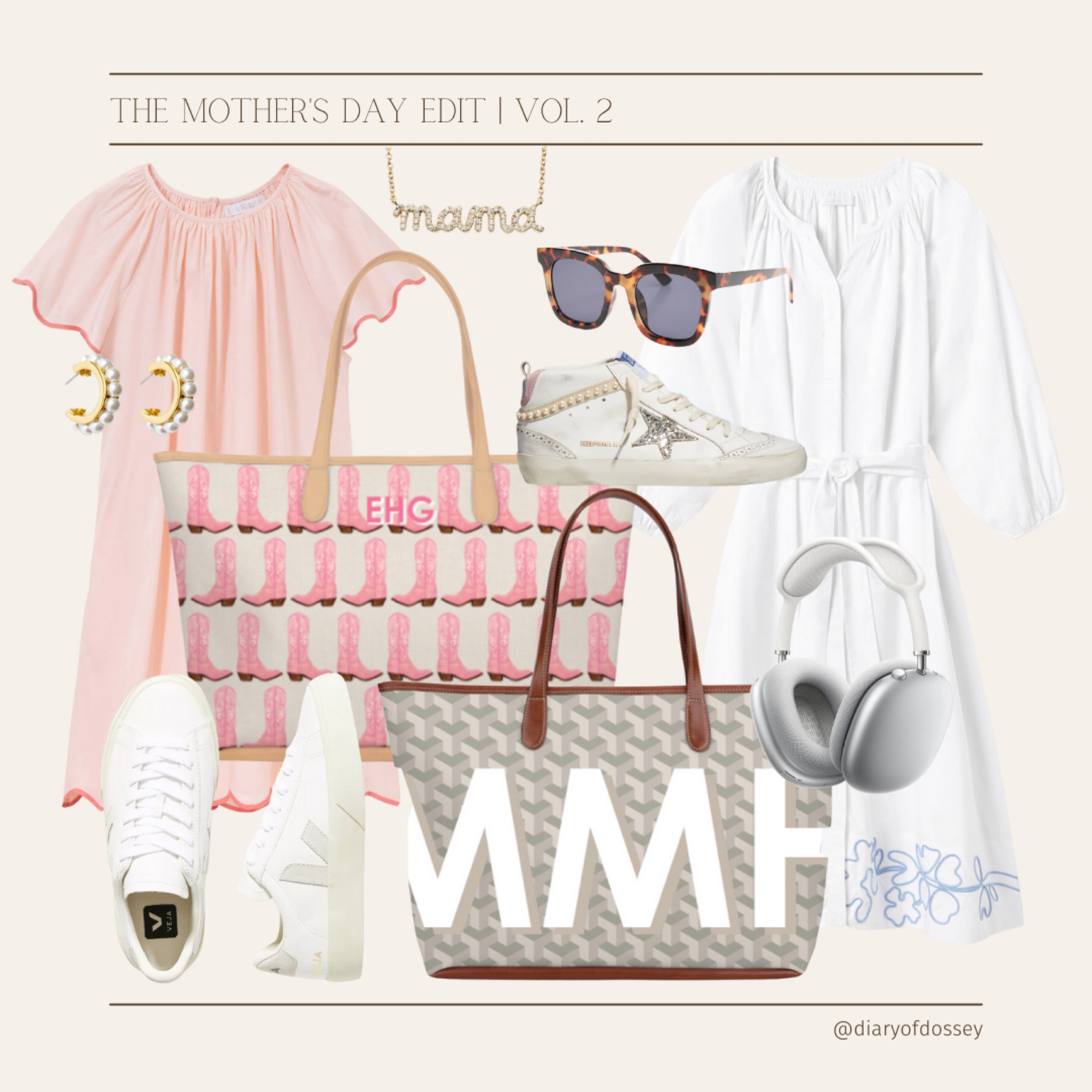 The Mothers Day Edit feat.
Barrington monogrammed Tote Bag & personalized Diaper Bag, Lake Caftan and Day Dress, Veja everyday white sneakers, AirPods Max, Golden Goose, Target tortoise shell sunglasses, Pearl hoops, Mama Diamond necklace 

#LTKGiftGuide #LTKunder100 #LTKfamily