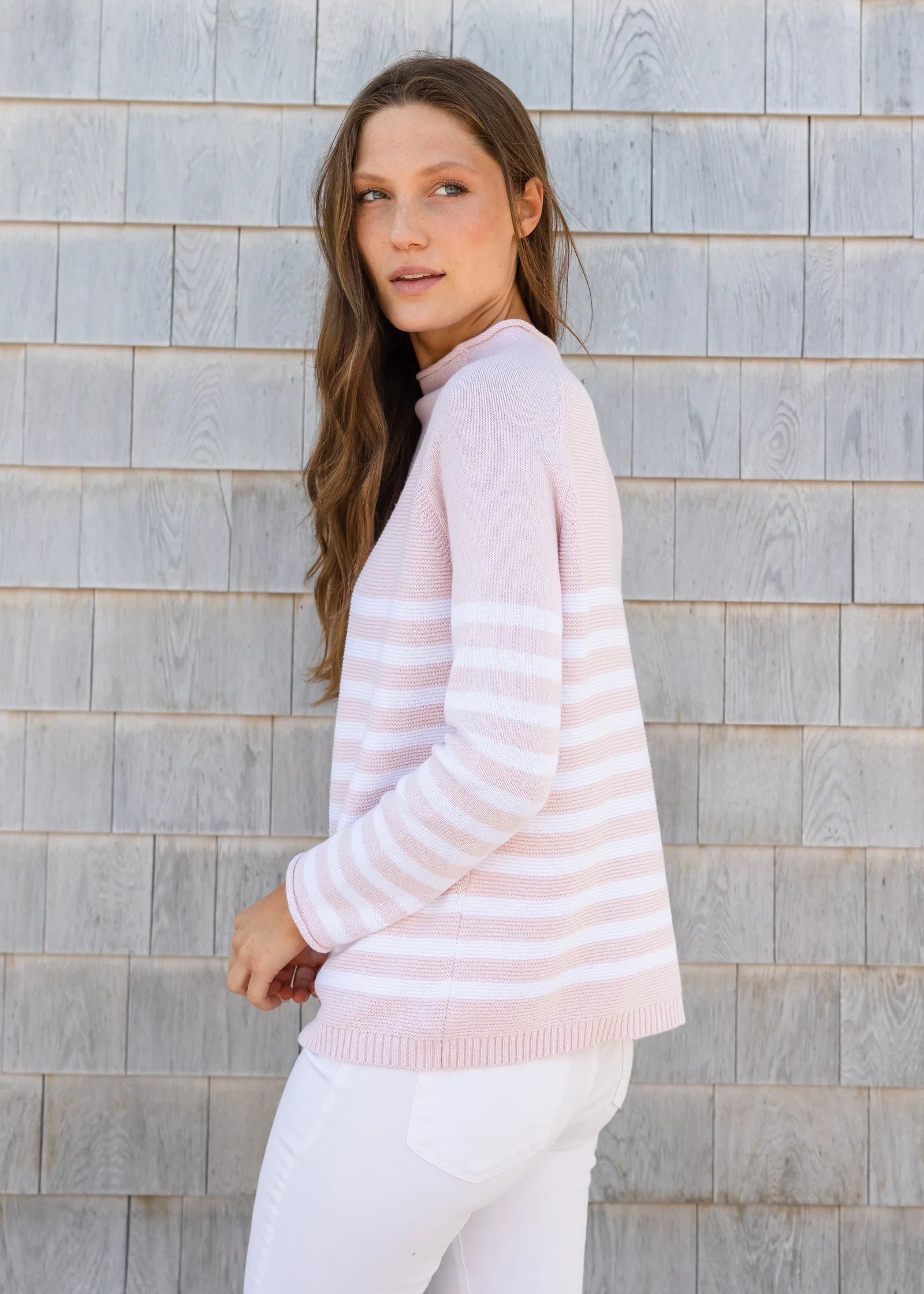 The Cotton Mock Neck - Striped | Alice Walk
