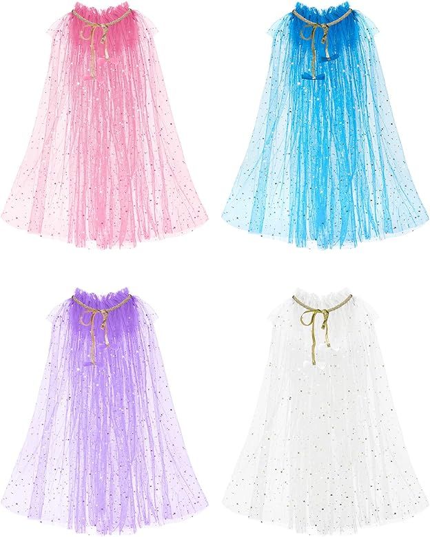 Jiuguva 4 Pcs Princess Cape Girls Princess Cloak Princess Accessories for Little Girls Blue Cape ... | Amazon (US)