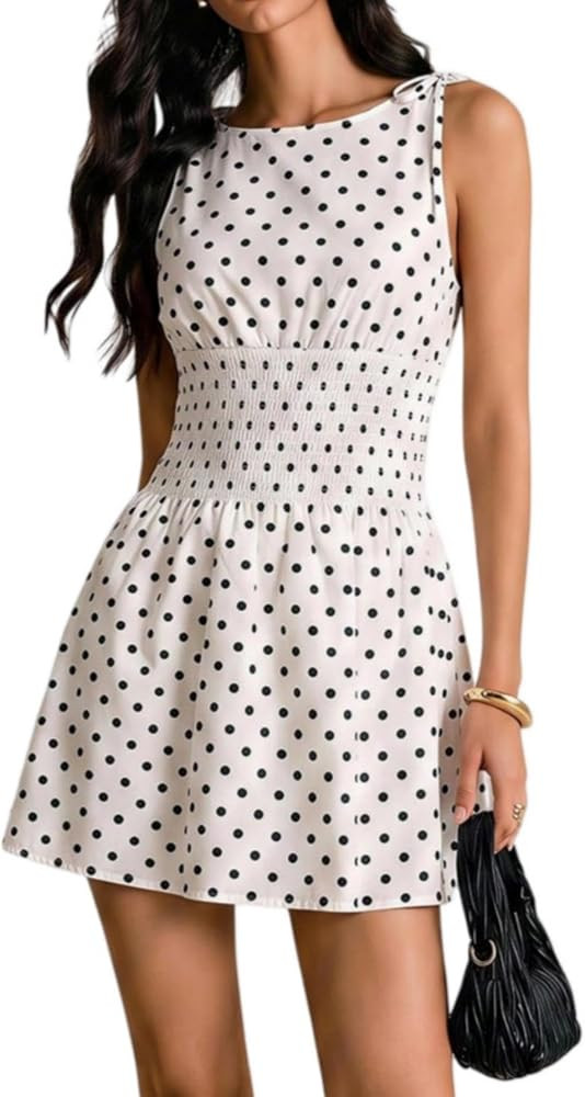 Floerns Women's Gingham A Line Dress Mini Checkered Elegant Dresses | Amazon (US)