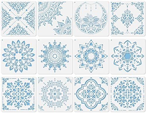 Midenco 12 Pcs (12x12inch) Prosperity Mandala Stencil - Wall Furniture Floor Tile Painting Stenci... | Amazon (US)