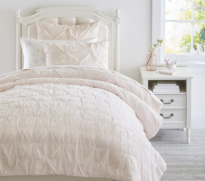 Monique Lhuillier Velvet Pintuck Quilt & Shams | Pottery Barn Kids