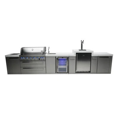 Mont Alpi 6-Burner Stainless Steel Outdoor Island Grill + Refrigerator & Sink + 3 Beer Tap Kegerator | Wayfair North America