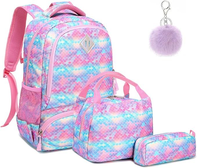 Teen Girls Backpack Set Kids School Bookbag with Lunch Tote Bag Pencil Case Cute Unicorn School B... | Amazon (US)