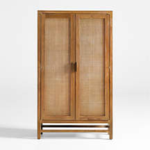 Blake 37" Light Brown Teak and Rattan 2-Door Storage Cabinet + Reviews | Crate & Barrel | Crate & Barrel
