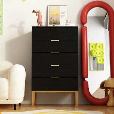 Mya 5 Drawers 23.6'' W Dresser & Chest With Metal Legs | Wayfair North America