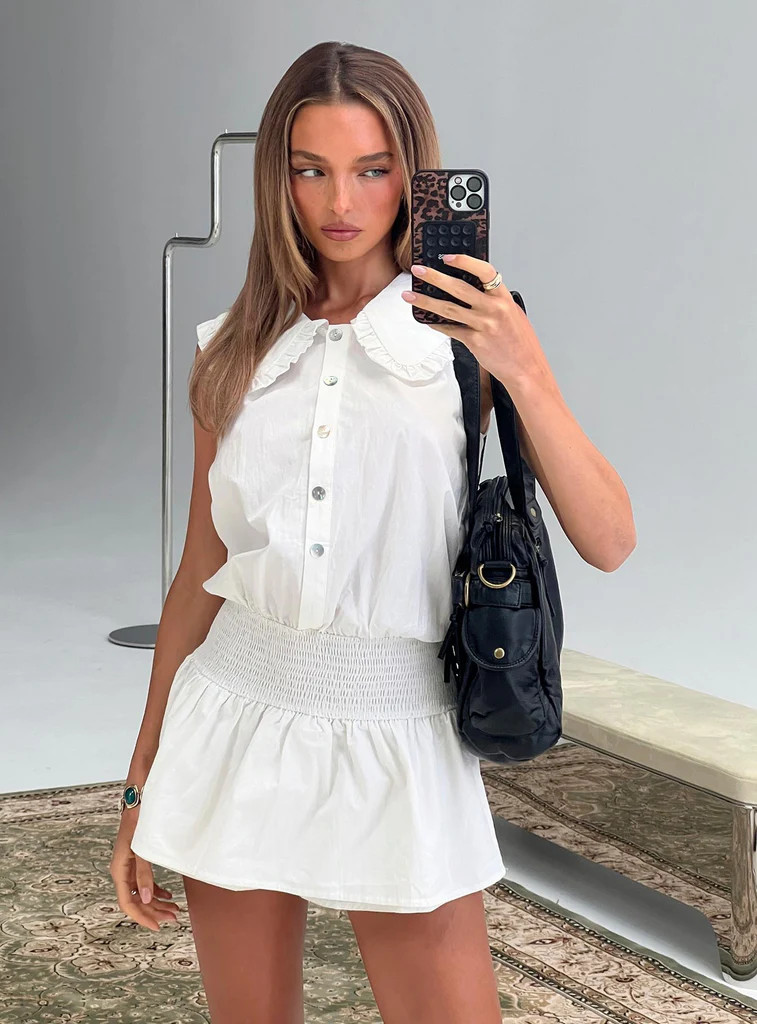 Nilufer Collared Playsuit White | Princess Polly US