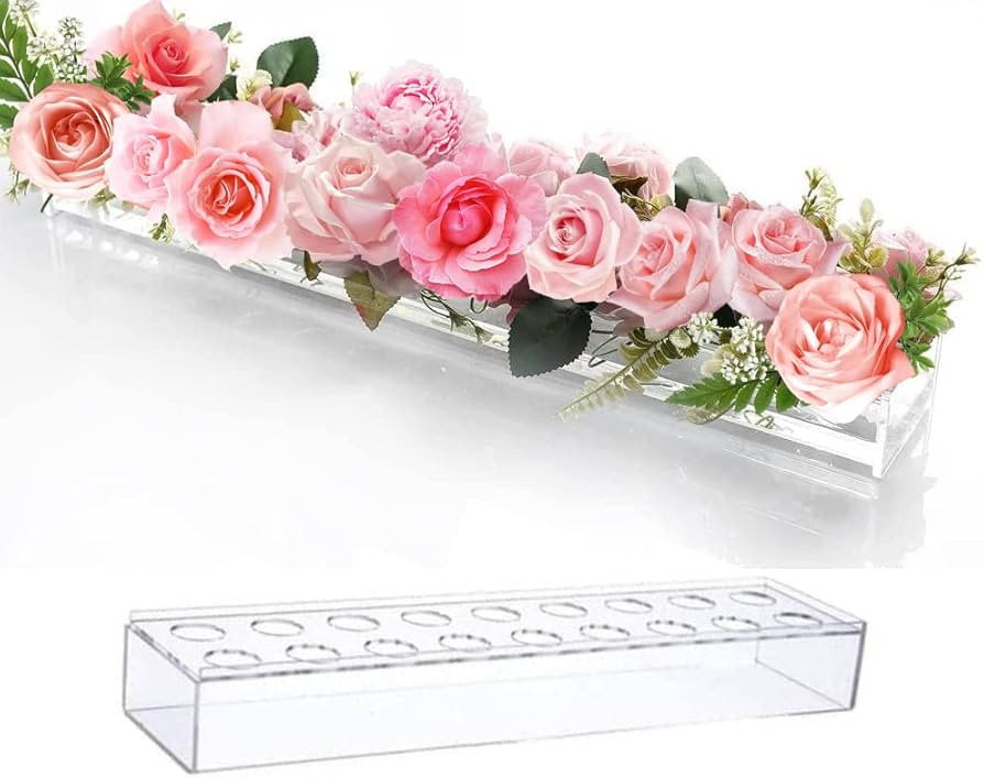 Lalago Acrylic Flower Vase Rectangular,Clear Acrylic Flower Box for Dining Table Centerpiece Deco... | Amazon (US)