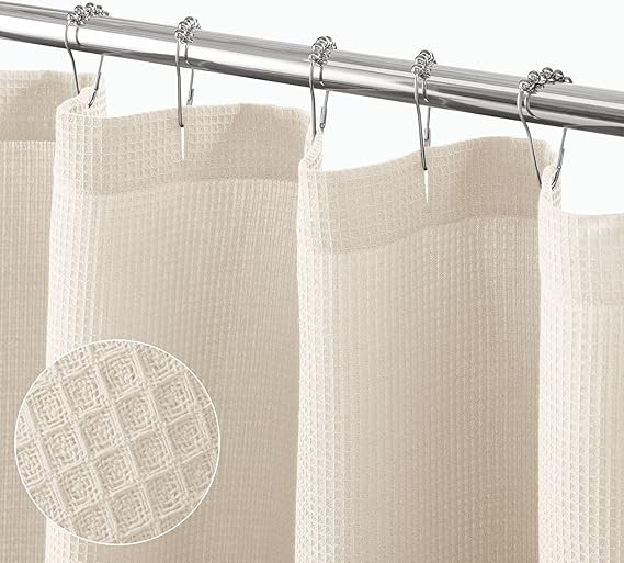 mDesign Cotton Waffle Knit Shower Curtain - Hotel Style Shower Curtain - Luxury Spa Quality Waffl... | Amazon (US)