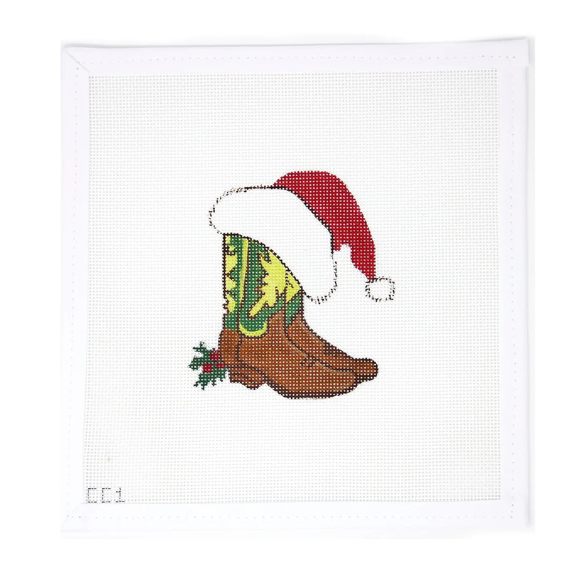 Boots with Santa Hat | Greystone Needlepoint