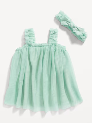 Sleeveless Tulle Swing Dress & Headband Set for Baby | Old Navy (US)