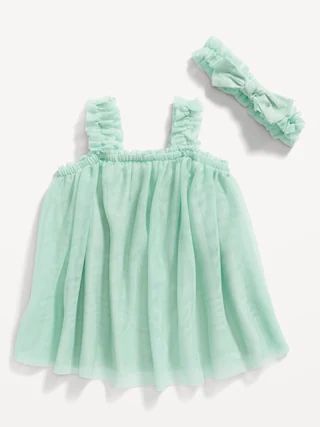 Sleeveless Tulle Swing Dress & Headband Set for Baby | Old Navy (US)