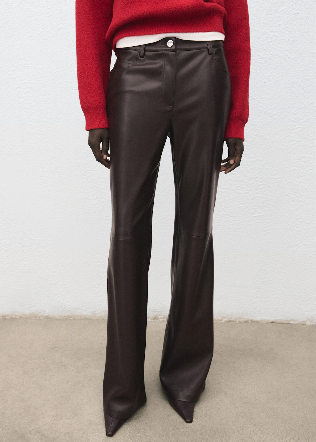Faux-leather flared trousers | MANGO (UK)