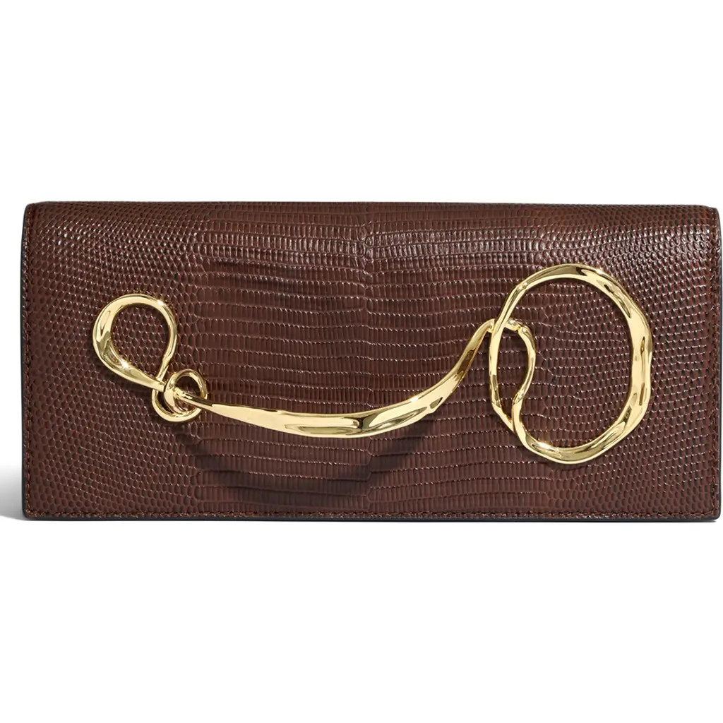 Alexis Bittar Twisted Side Handle Leather Clutch in Chocolate at Nordstrom | Nordstrom