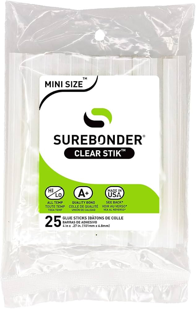 Surebonder "Clear Stik" Hot Glue Sticks for All Temperatures - Mini Size 4" L, 5/16" D - 25 Pack ... | Amazon (US)