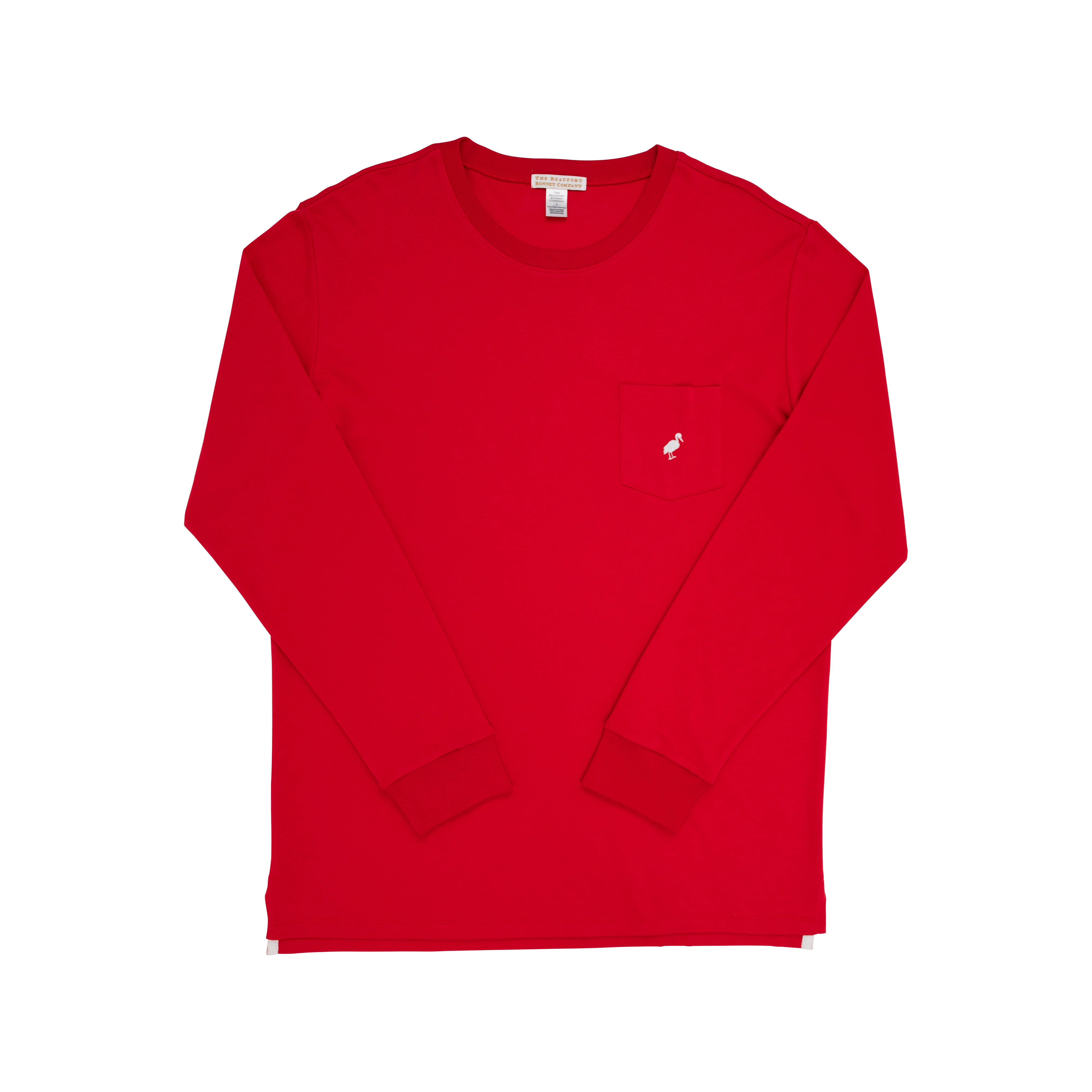 Long Sleeve Carter Crewneck (Men's) - Richmond Red with Worth Avenue White Stork | The Beaufort Bonnet Company