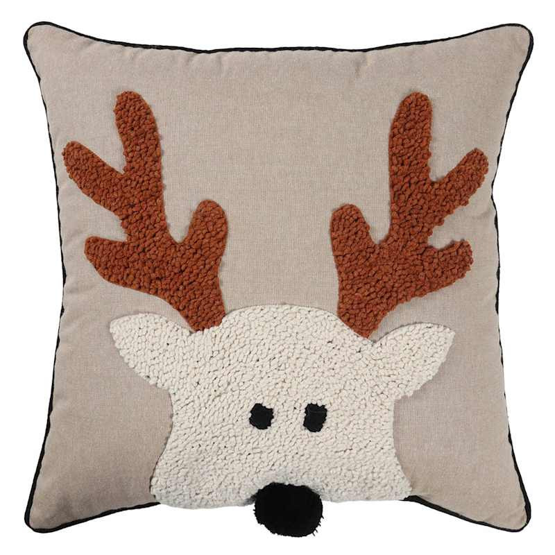 Tufted Reindeer Throw Pillow, 18" | At Home