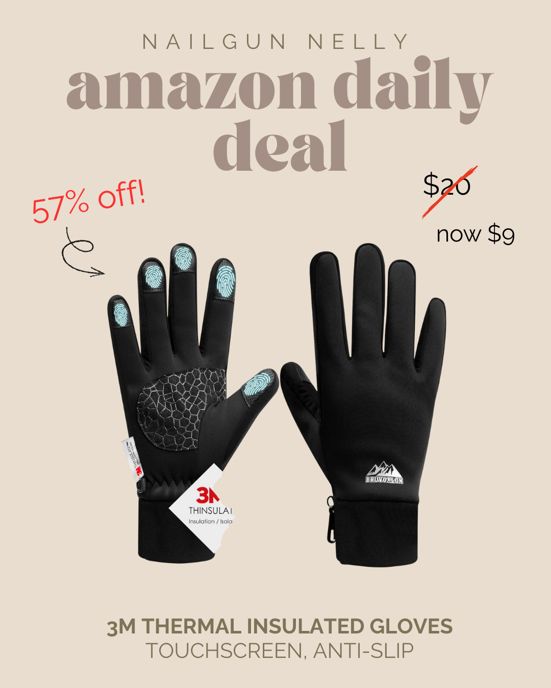 Amazon Daily Deal! - 3M Thermal Insulated Gloves, Touchscreen, Anti-Slip 

 #LTKSeasonal #LTKActive #LTKSaleAlert
