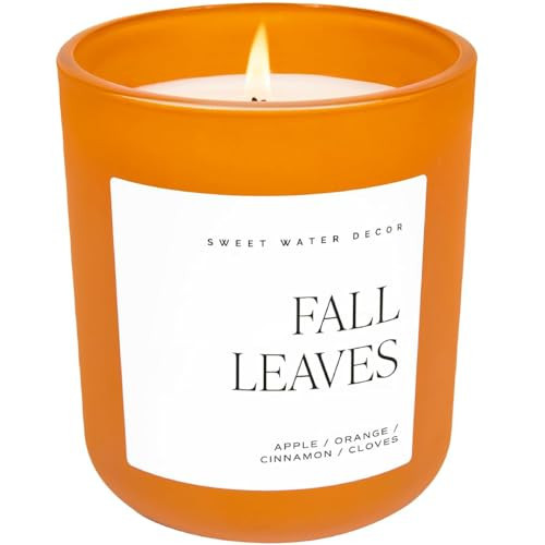 Sweet Water Decor Fall Leaves Soy Candle | Apples, Red Berries, and Orange Fall Scented Candle for Home | 15oz Orange Jar, 70+ Hour Burn Time, Made in the USA | Fall Decor and Candles | Amazon (US)