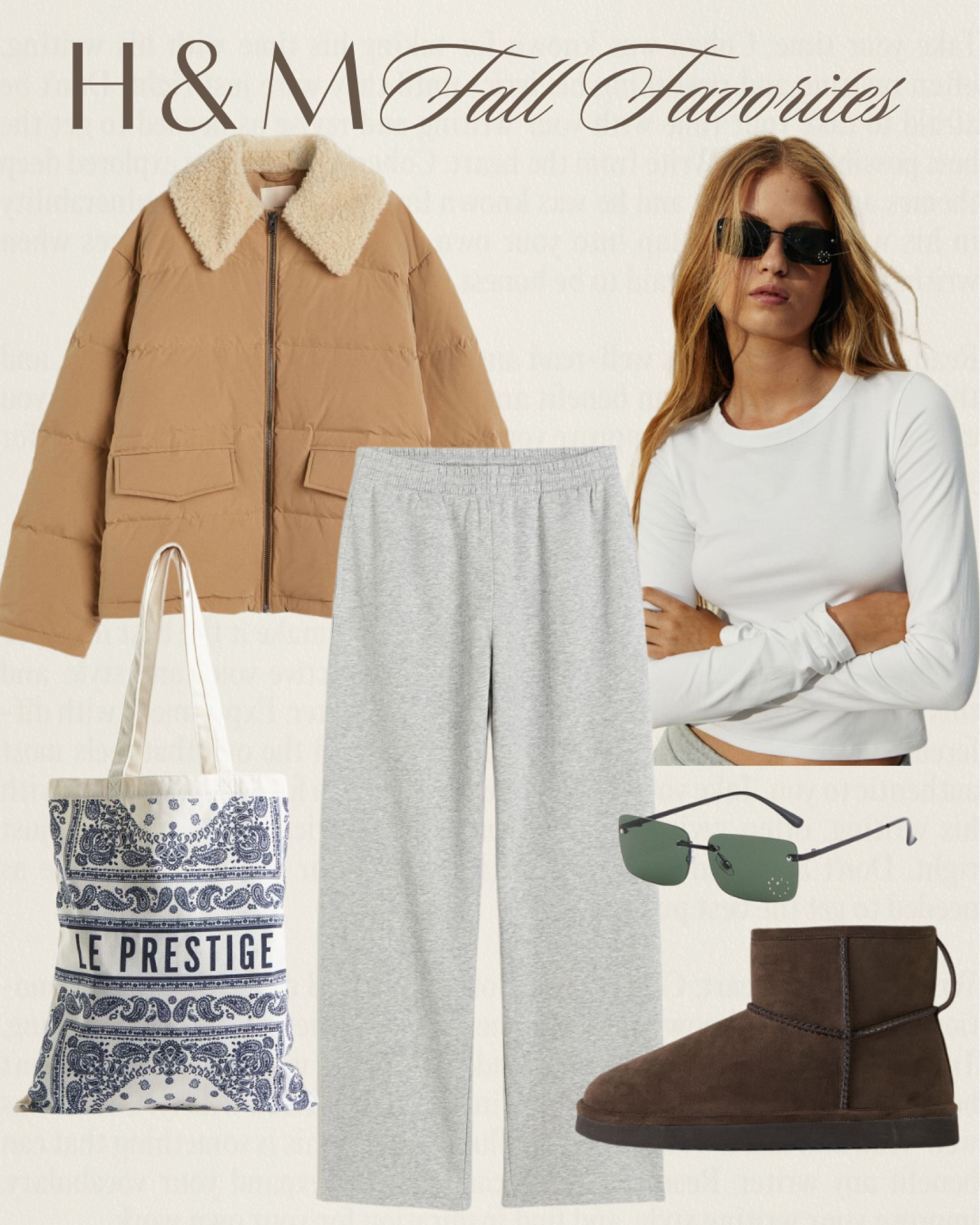 Casually trendy fall outfit —


Sweatpants, tote bag, utility jacket, ugg dupes, basic tee, y2k sunnies, fall fashion, H&M, style board, boots

#LTKfindsunder100 #LTKstyletip #LTKSeasonal