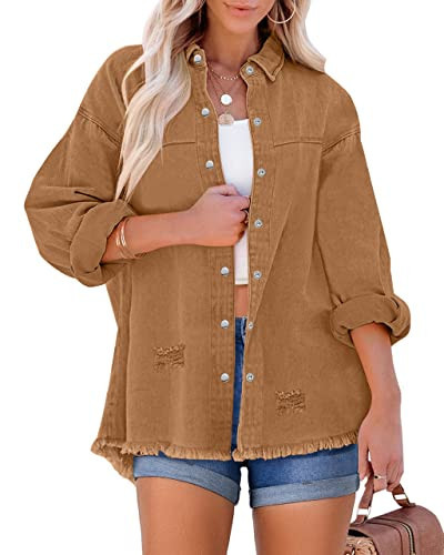 LookbookStore Western Clothes for Women Date Night Outfit for Women Womens Button Down Shirt Long Sleeve Going Out Tops for Women Light Jackets for Women Brown Jacket Size Xl Size 16 Size 18 | Amazon (US)