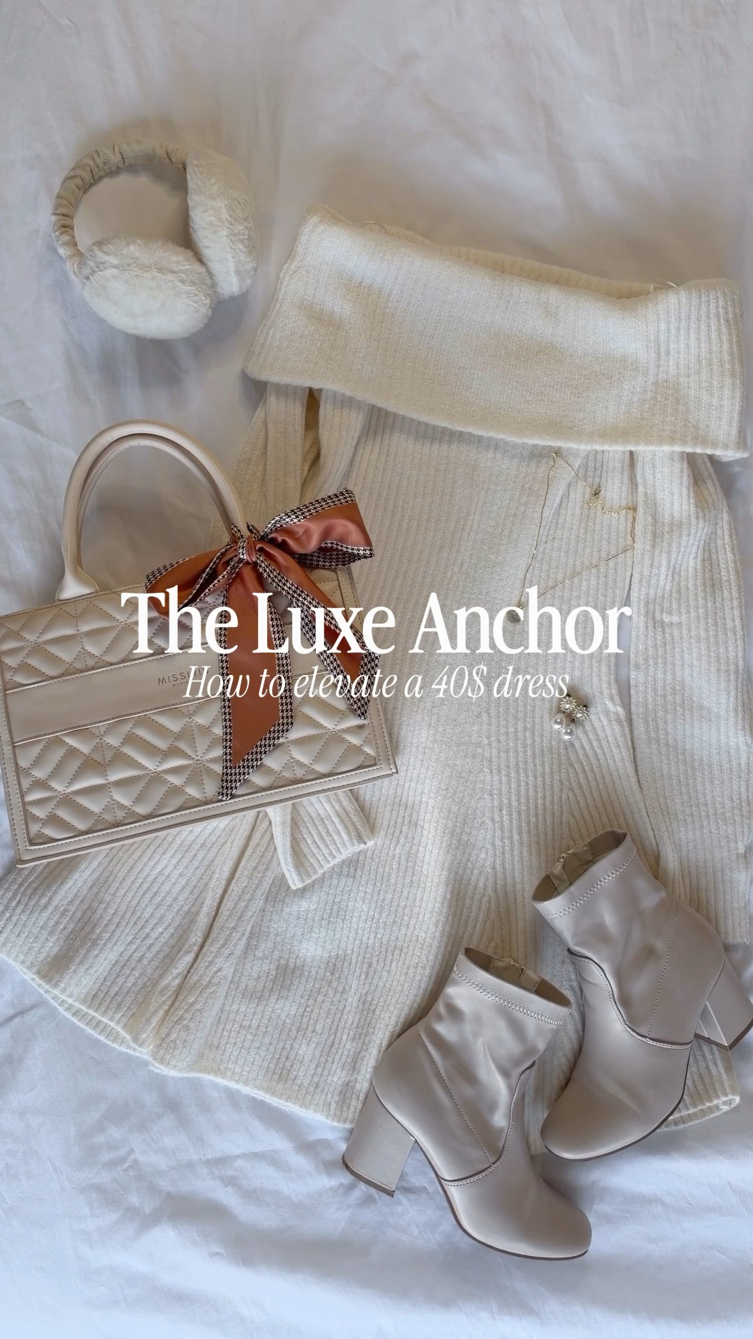 Winter white look
Sweater dress
Girly Cozy chic outfit
Bag is from MissIris Montreal

#LTKootd