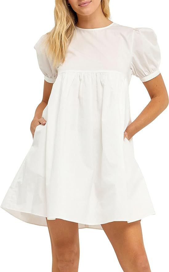 English Factory Women's Puff Sleeves Babydoll Mini Dress | Amazon (US)