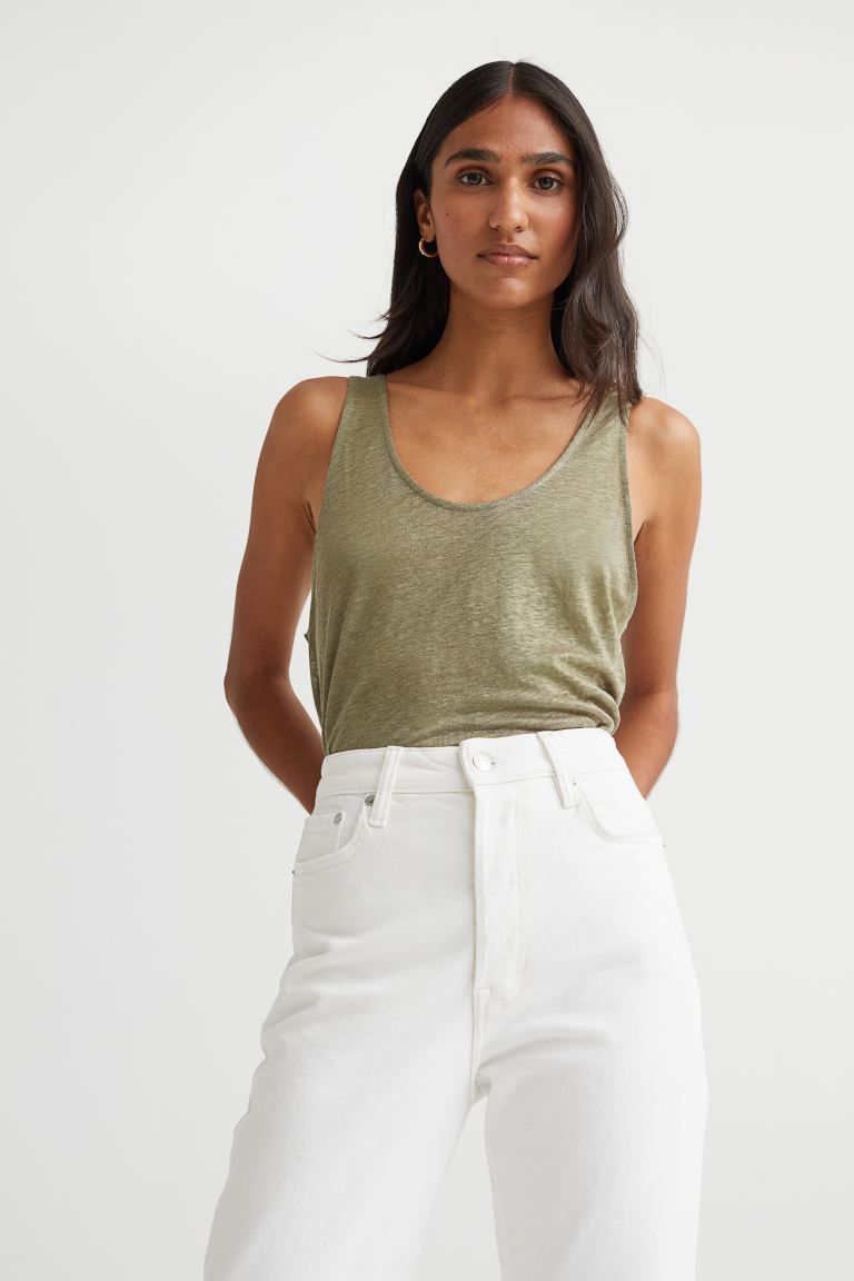 Linen Jersey Tank Top | H&M (US)