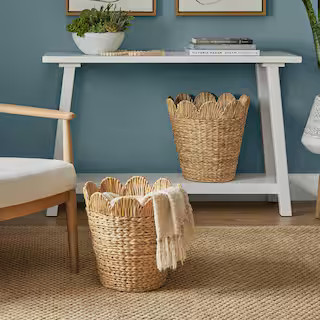 StyleWell Scalloped Bulrush Storage Baskets (Set of 2) THD-42566511 - The Home Depot | The Home Depot