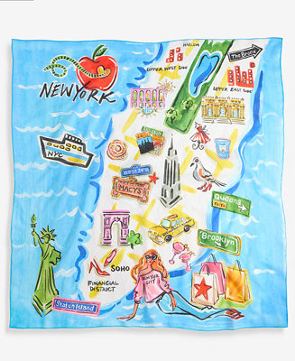 Women's Printed Satin Square Scarf, Macy's Exclusive- Molly Rogers Capsule Collection | Macy's