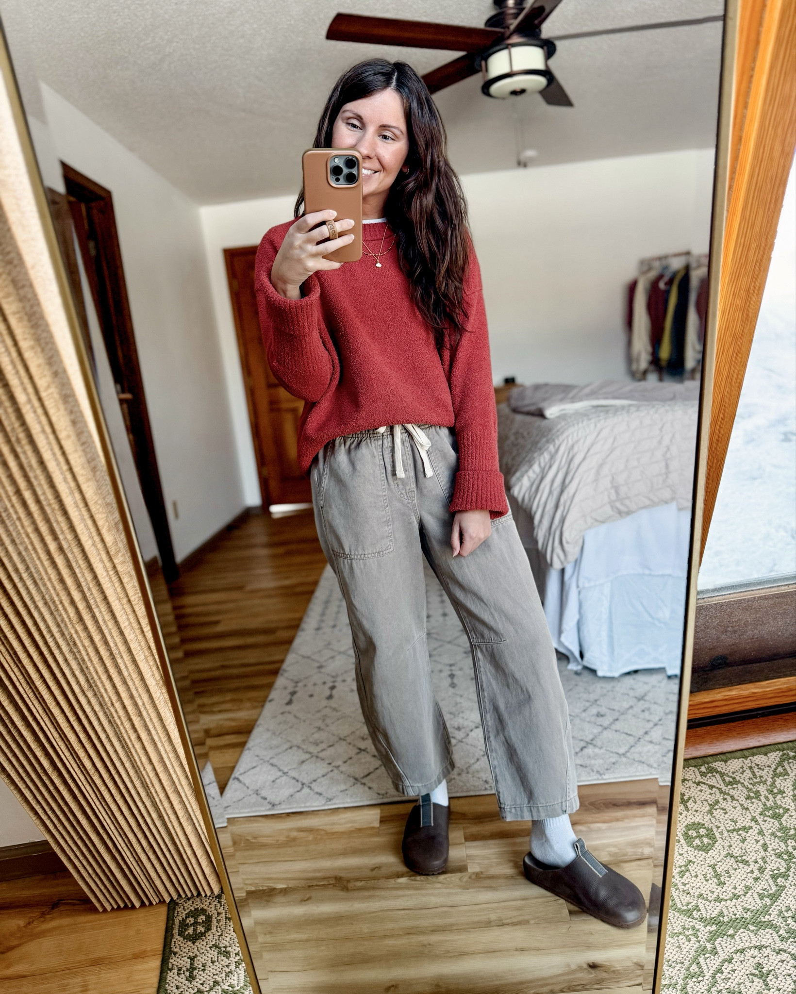 Wearing xs in my sweater (rust color—more coral/red in person), small in my tee, xs petite/short in my barrel pants. And size 6 in my clogs. 

#LTKdayinmylife #LTKValentine #LTKPetite