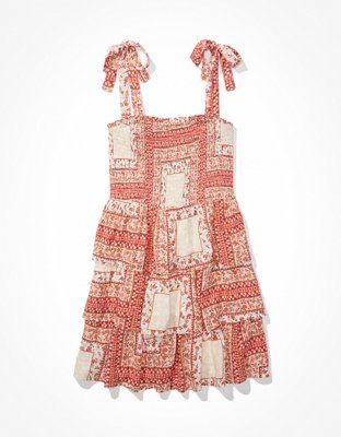 AE Printed Smocked Mini Dress | American Eagle Outfitters (US & CA)