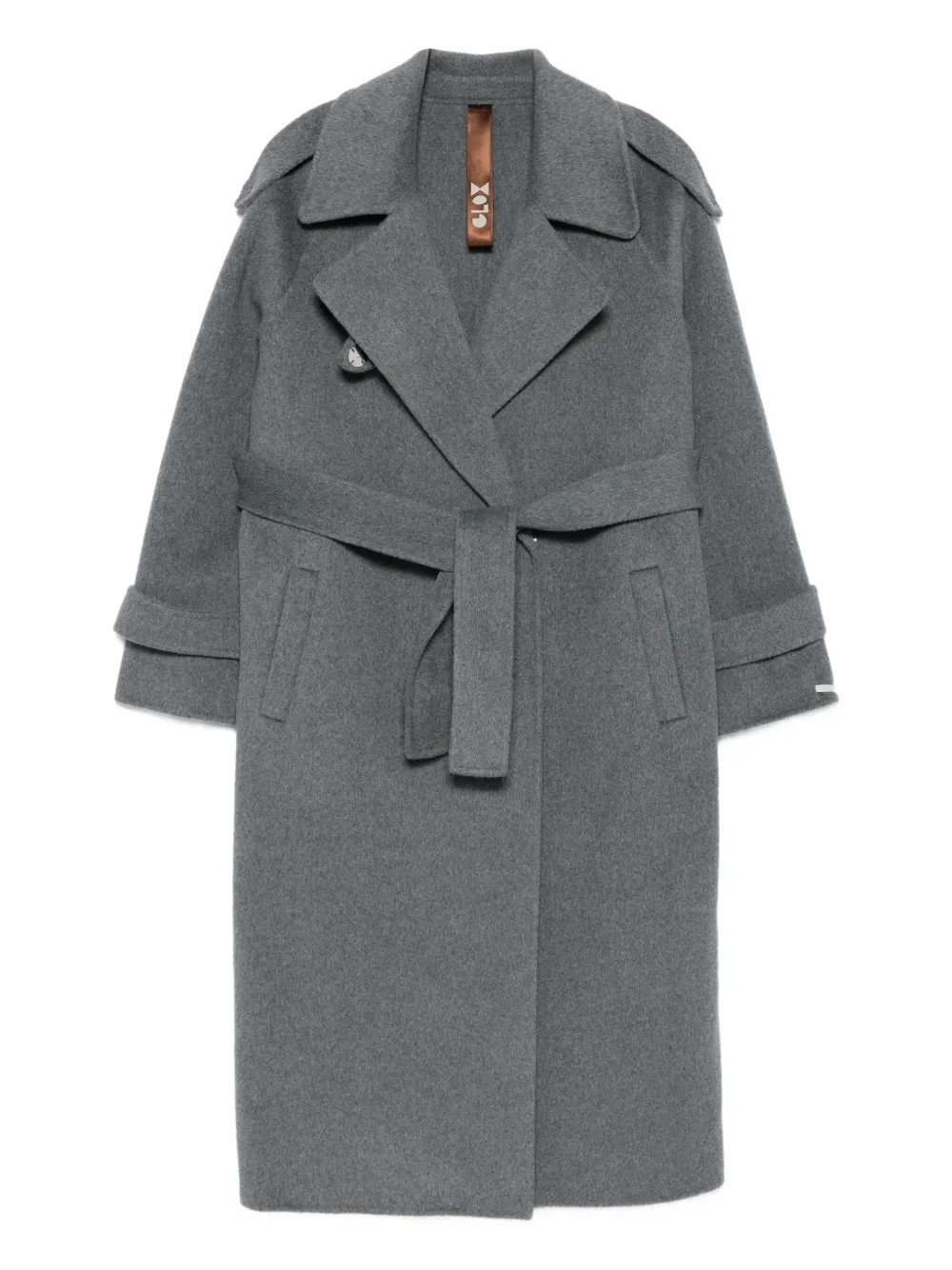 Glox belted long-sleeve coat - Grey | Farfetch Global