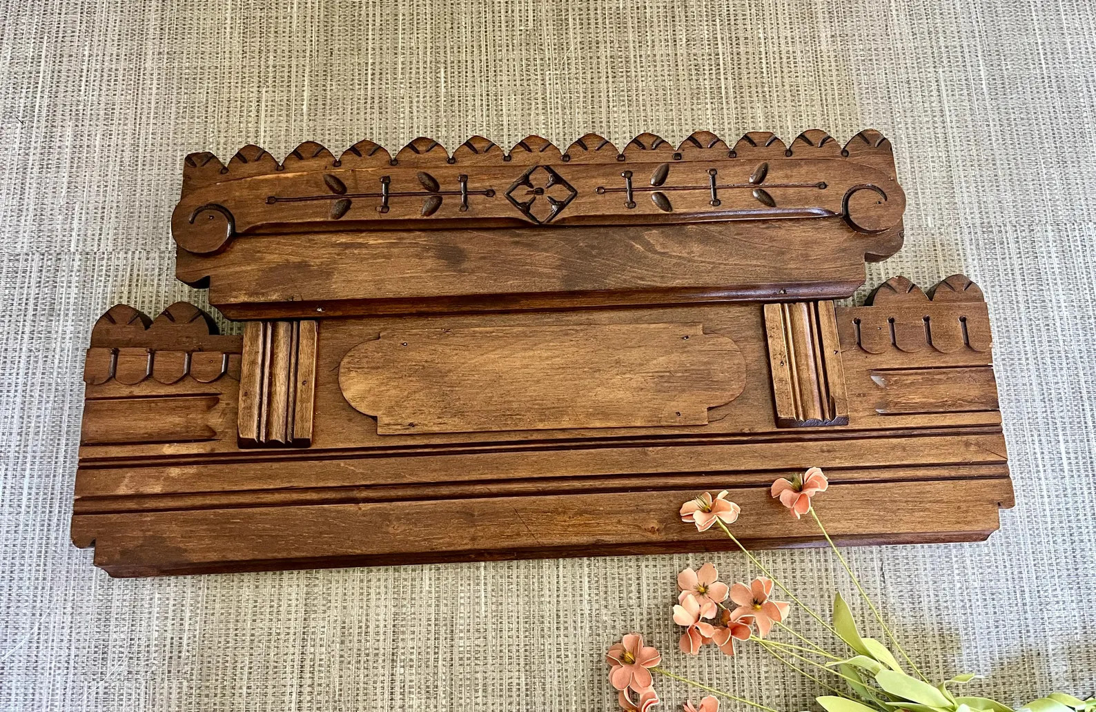 Antique Ornate Solid Wood Pediment Eastlake Wood Architectural Salvage Hand Carved Vintage Wall D... | Etsy (US)