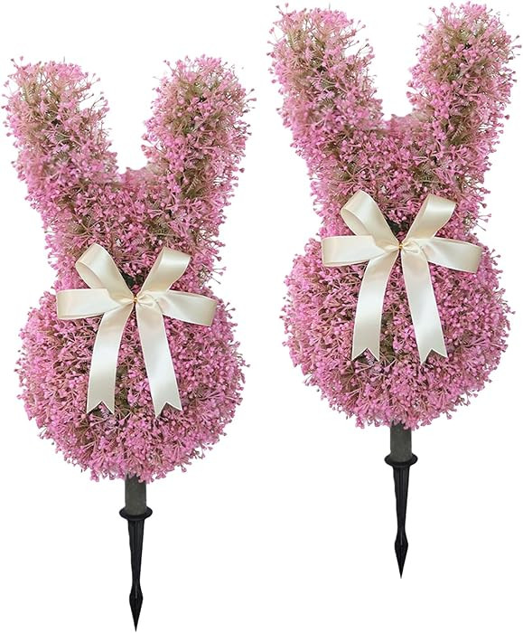 2pcs Easter Decorations 29in-Bunny Topiary with Bow, Artificial Bunny-Shaped Tree Outdoor, Boxwoo... | Amazon (US)