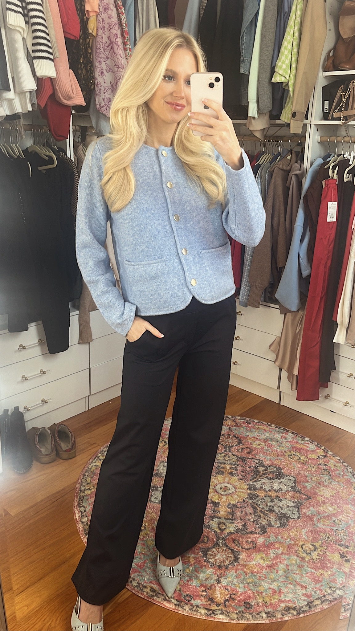 work outfit of the day - business casual. 19 weeks pregnant bump friendly but non maternity pants. 

#LTKWorkwear #LTKFindsUnder50 #LTKSaleAlert