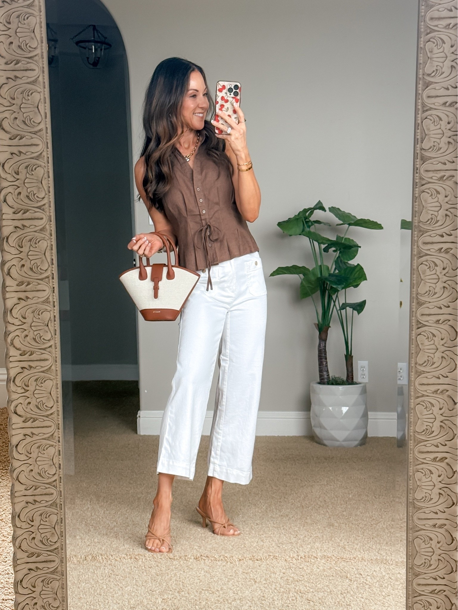 50% off! OOTD perfect for summer! These are the comfiest cropped jeans ever! They are so comfy and flattering! Size XXS petite. They come in petite regular and tall.
Also in love with this cute little sleeveless collared button-down top. It has the cutest V-neck and a cute little faux tie in the front. Super flattering! Size XXS petite. 
Heels TTS

#LTKootd #LTKPetite #LTKSaleAlert