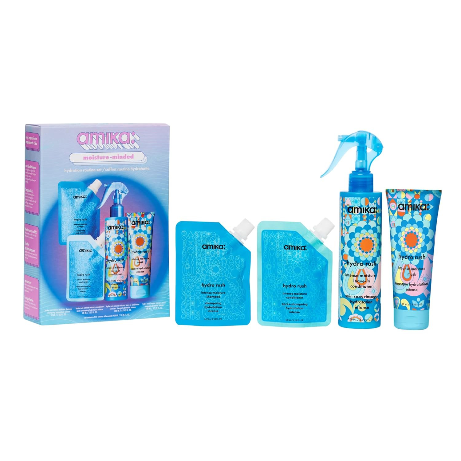 amika moisture-minded hydration routine set | gift set for dry hair, TSA travel approved | Amazon (US)