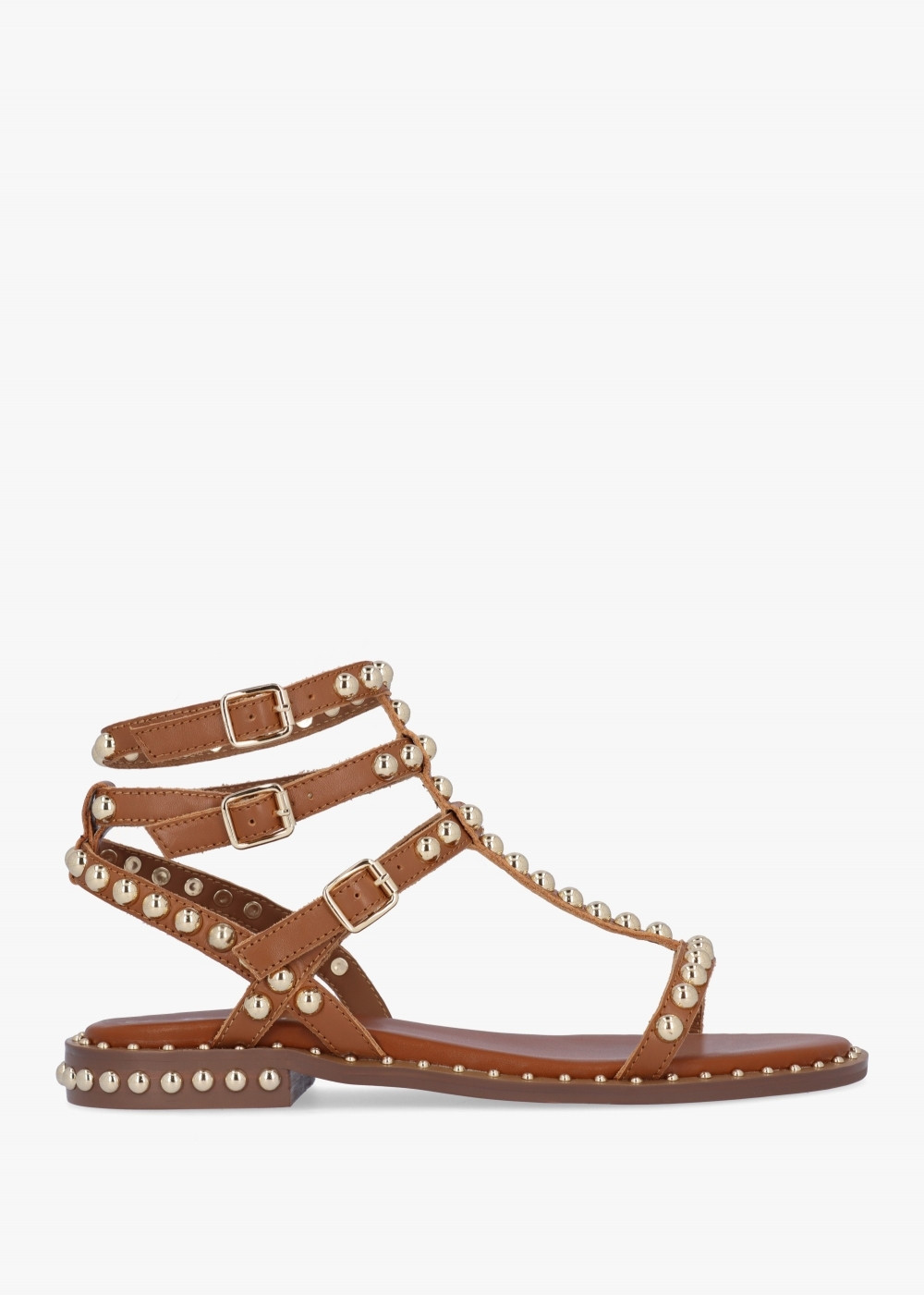Eternal Tan Leather Studded Gladiator Sandals | Daniel Footwear (UK)