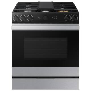Samsung Bespoke 30 in. 6.0 cu. ft. 5 Burner Smart Slide-In Gas Range with Smart Oven Camera & Air... | The Home Depot