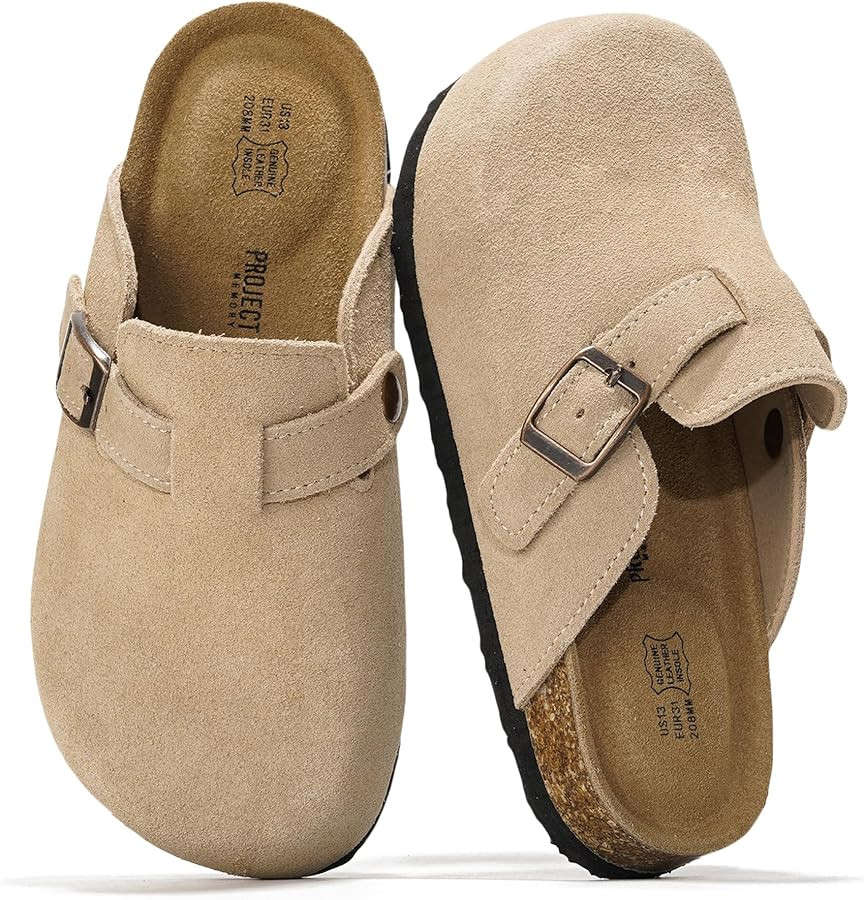 Project Cloud 100% Genuine Leather Kids Clogs with Cork Footbed Arch Support - Non-Slip Slippers ... | Amazon (US)