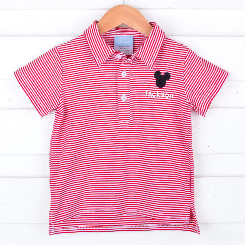Mouse Ears Red Stripe Polo | Classic Whimsy