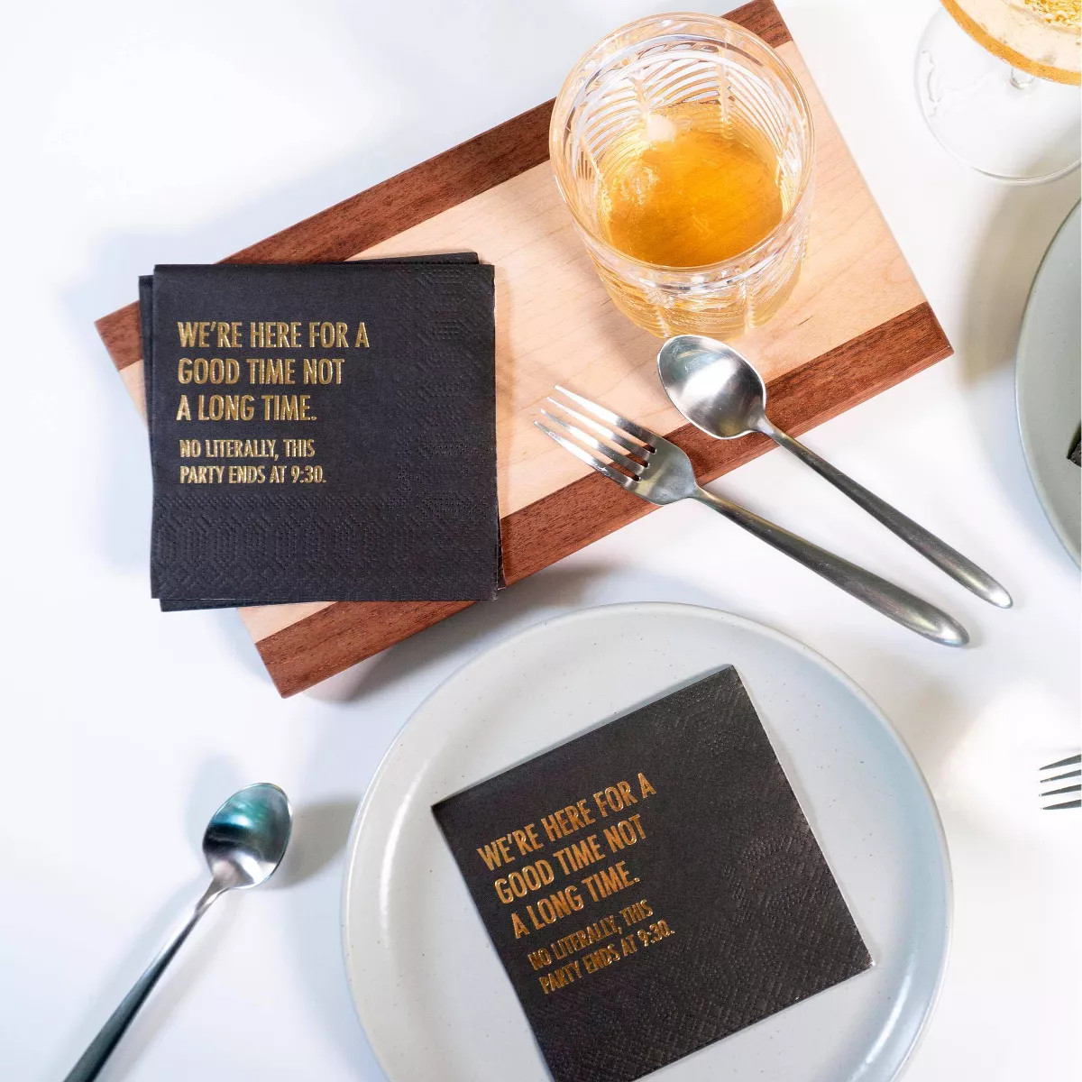 Pretty Alright Goods 20ct 'We're Here for a Good Time Not A Long Time' Cocktail Napkins | Target