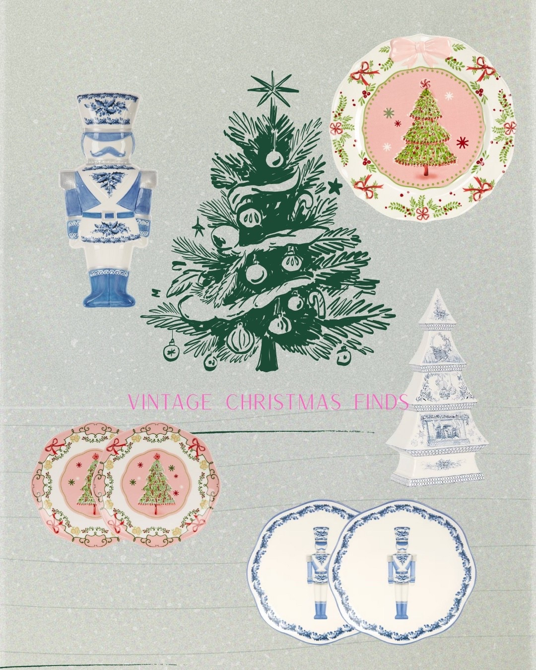 I’m attempting to be intentional with my house decor but these vintage chinoiserie patterned nutcrackers and trees mixed with the girliest pink santa and tree decor from Dillard’s is making me order christmas in September🥹 

#LTKSeasonal #LTKHome