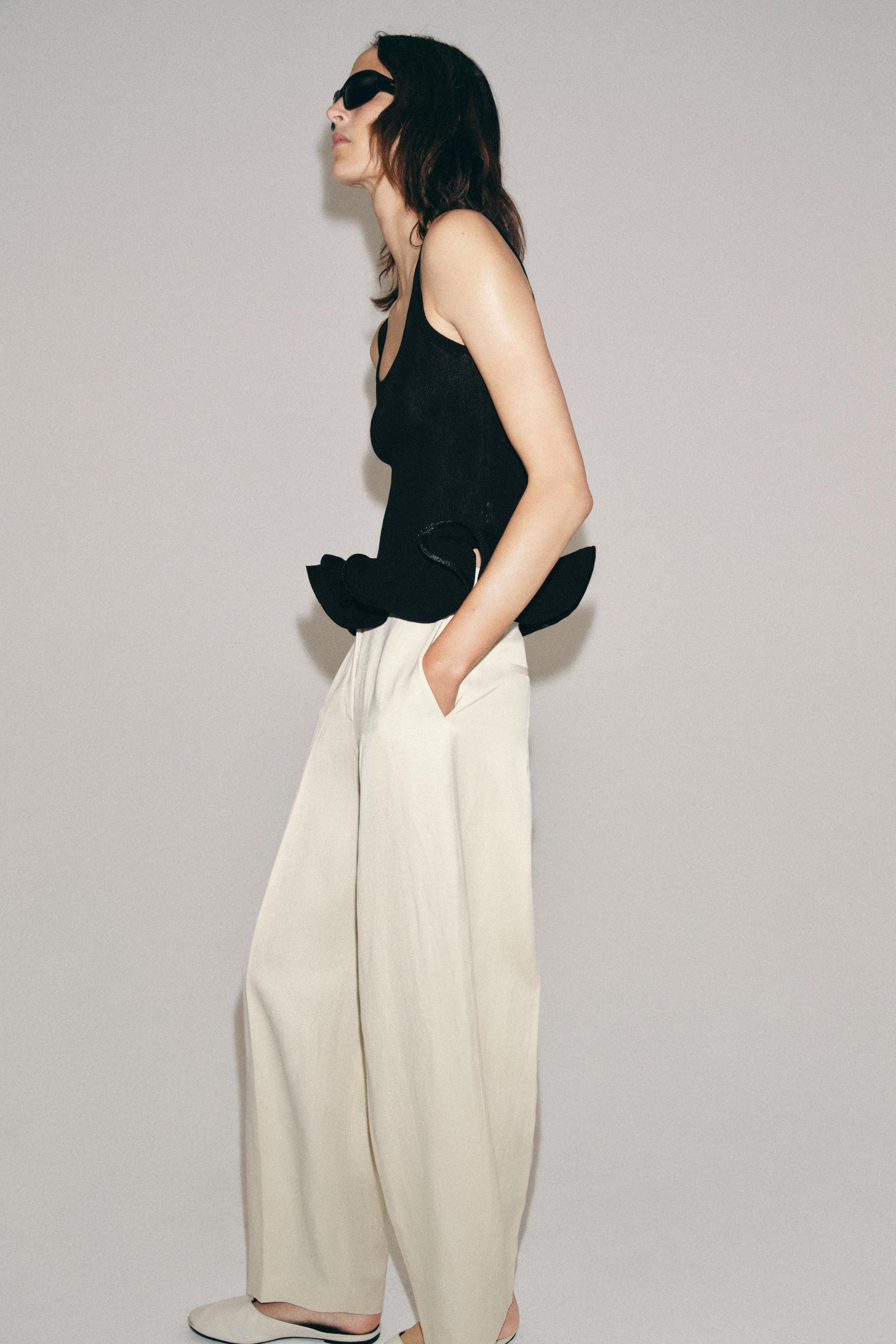 ZW COLLECTION LINEN BLEND BALLOON PANTS | Zara US
