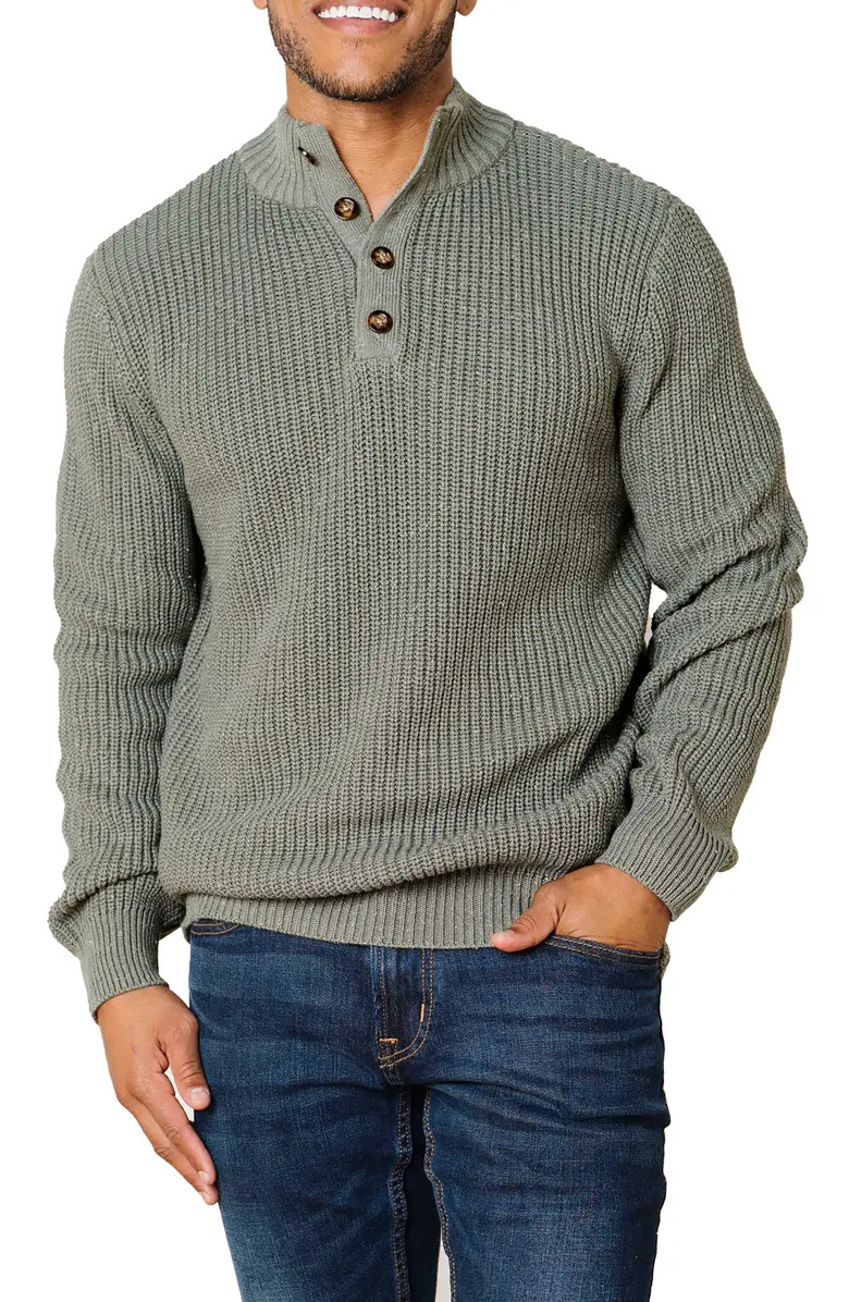 Organic Mock Neck Cardigan Stitch Sweater | Nordstrom