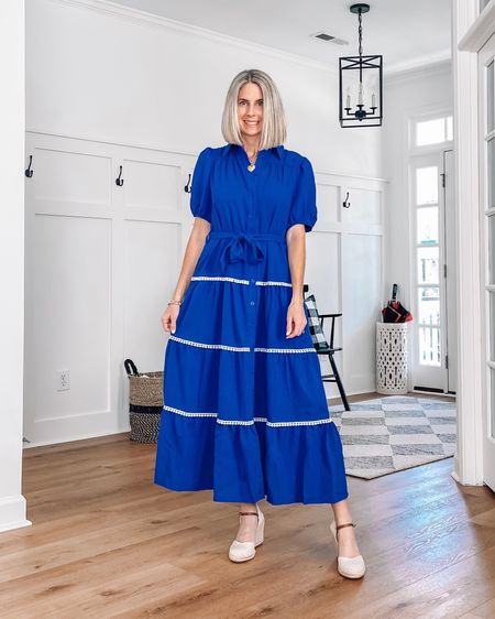 ⭐️ Amazon tiered shirt dress 
Comes in other colors 
Perfect Easter dress! 
Fits true to size 
Loft espadrilles 
Wedge sandals 
Easter outfit idea 

#LTKfindsunder50 #LTKstyletip #LTKSeasonal