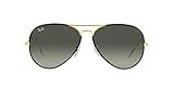 Ray-Ban Men's RB3025JM Classic Full Color Metal Aviator Sunglasses, Black On Legend Gold/Grey Gradie | Amazon (US)